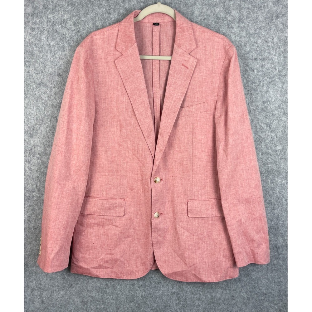 J Crew Suit Jacket Mens 40R Pink Ludlow Slim Unstructured Cotton Linen Somelos